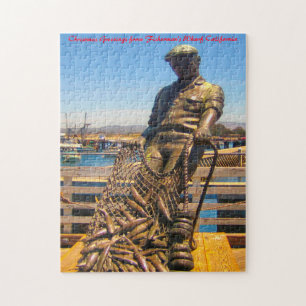 Puzzle Muelle de los Pescadores California. Feliz Navidad