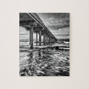 Puzzle Muelle en B&W al amanecer, California
