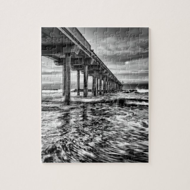 Puzzle Muelle en B&W al amanecer, California (Vertical)
