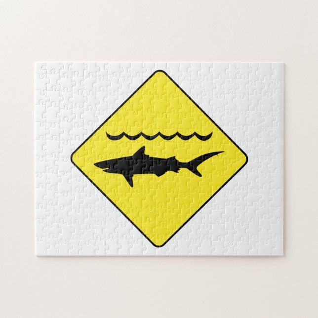 Puzzle Muestra de los "tiburones de cuidado" del amarillo (Horizontal)