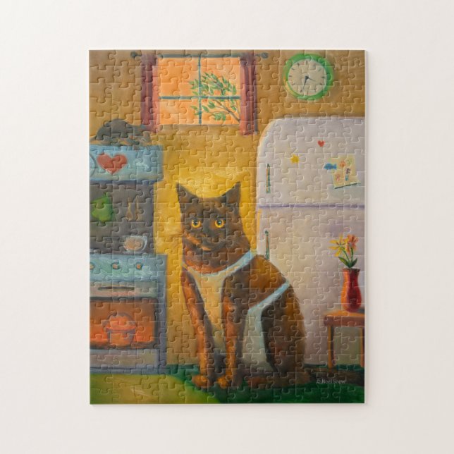 Puzzle Muffin de gato en la cocina de una cabaña (Vertical)