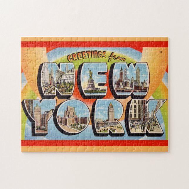 Puzzle Mug de bienvenida retro de Nueva York (Horizontal)