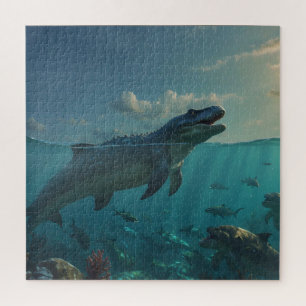 Puzzle Mug de Mosasaur (Arte de Dinosaurios) para tomar e