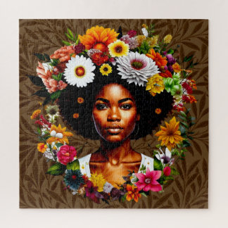 Puzzle Mujer afroamericana con corona floral