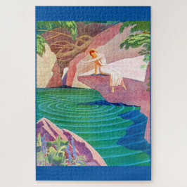 Puzzle Mujer Art Déco de 1931 por un estanque