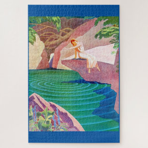 Puzzle Mujer Art Déco de 1931 por un estanque