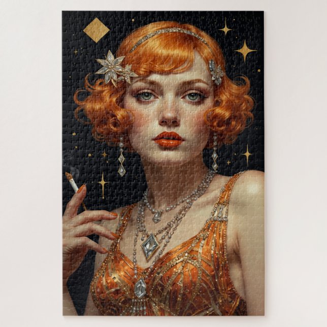 Puzzle Mujer Art Déco en Naranja (Vertical)