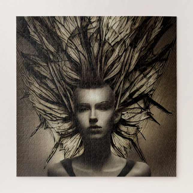 Puzzle Mujer bajo el agua Distópica Resumen arte de IA (Vertical)