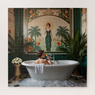 Puzzle Mujer bañándose en baño Art Deco