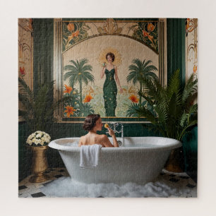 Puzzle Mujer bañándose en un baño Art Déco