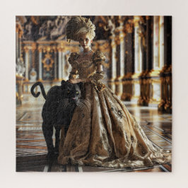 Puzzle Mujer barroca elegante con pantera negra
