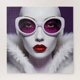 Puzzle Mujer blanca con lentes moradas
