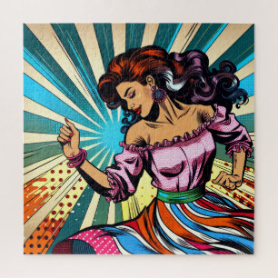 Puzzle Mujer bonito bailando salsa arte pop