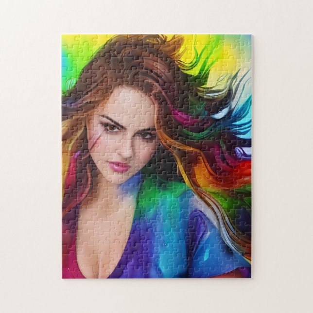 Puzzle Mujer colorida acuarela (Vertical)