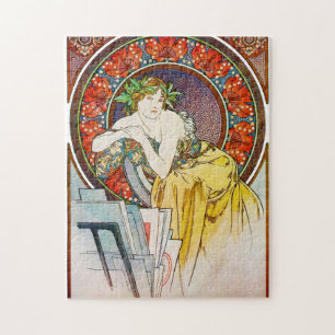 Puzzle Mujer con amapola, Mucha