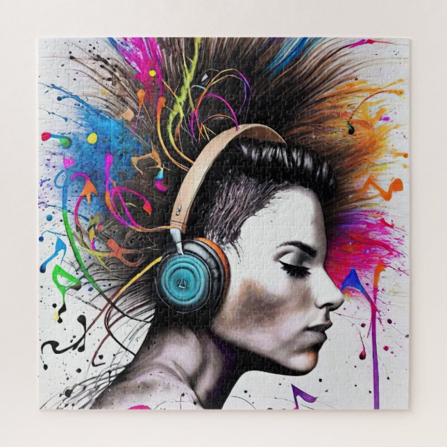 Puzzle Mujer con auriculares (Vertical)
