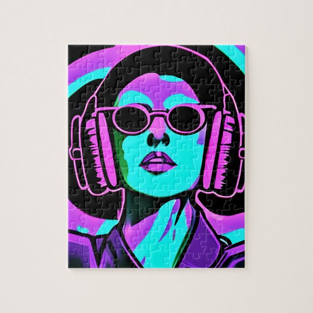 Puzzle Mujer con Auriculares Arte de IA (Vertical)