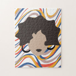Puzzle Mujer con cabello castaño ondulado estilista belle
