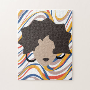 Puzzle Mujer con cabello castaño ondulado estilista belle