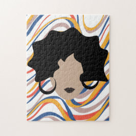Puzzle Mujer con cabello negro ondulado estilista belleza
