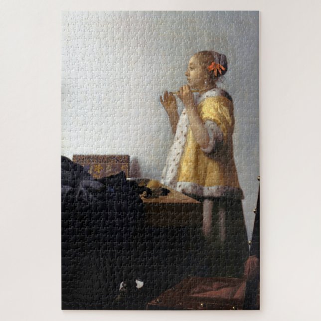 Puzzle Mujer con collar de perla, Johannes Vermeer (Vertical)