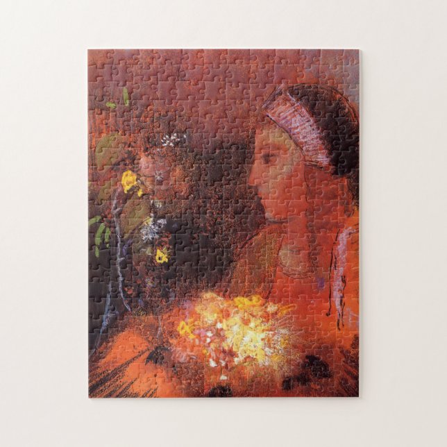 Puzzle Mujer con flores de Odilon Redon (Vertical)