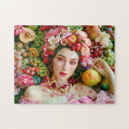 Puzzle Mujer con frutas tropicales y acentos florales