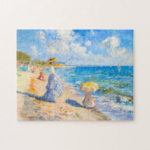 Puzzle Mujer con Parasol en la Playa Impresionismo