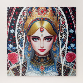 Puzzle Mujer con un auricular de oro ornado