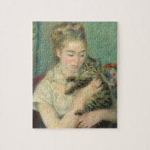 Mujer con un gato por arte de Renoir