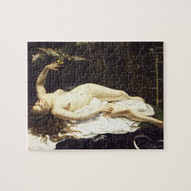 Puzzle Mujer con un loro de Gustave Courbet (Horizontal)