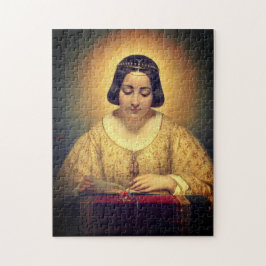 Puzzle Mujer cristiana leyendo pintura medieval de la Bib