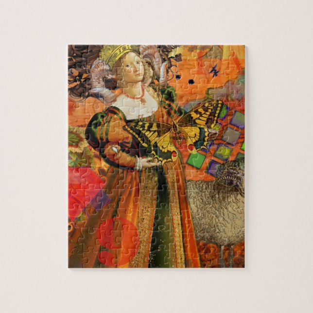 Puzzle Mujer de Aries Naranja: Collage de Arte Antiguo de (Vertical)