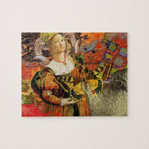 Puzzle Mujer de Aries Naranja: Collage de Arte Antiguo de