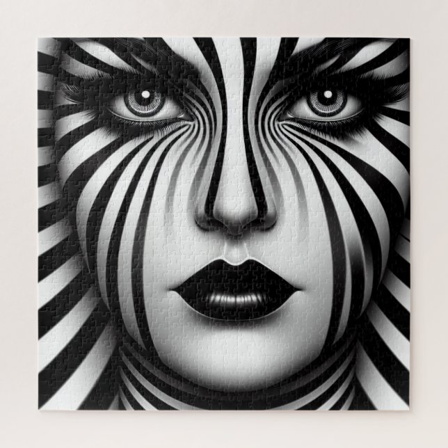 Puzzle Mujer de franja blanca y negra (Vertical)