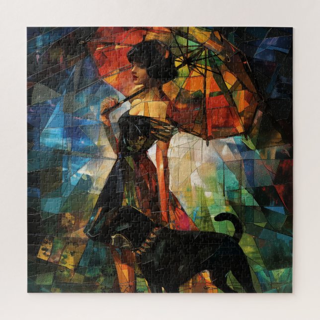 Puzzle Mujer de la sombrilla con perro (Vertical)