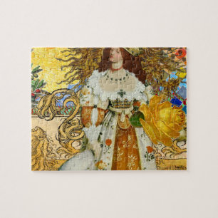 Puzzle Mujer de la Vintage Sol Dorado: Arte Collage Leo Z