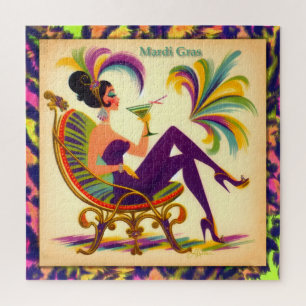 Puzzle Mujer de Mardi Gras de mediados de siglo con un Ma