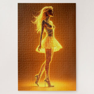 Puzzle Mujer de moda iluminada con luz de neón