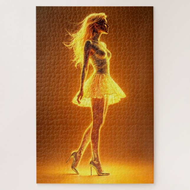 Puzzle Mujer de moda iluminada con luz de neón (Vertical)
