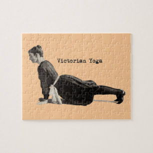 Puzzle Mujer de yoga vintage haciendo la postura de perro