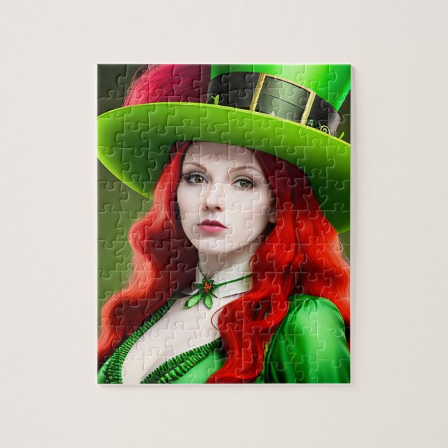 Puzzle Mujer del Día de los Patrones en Tofat Verde (Vertical)
