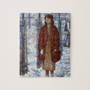 Puzzle Mujer elegante (invierno nevado de 1918 en Nueva Y