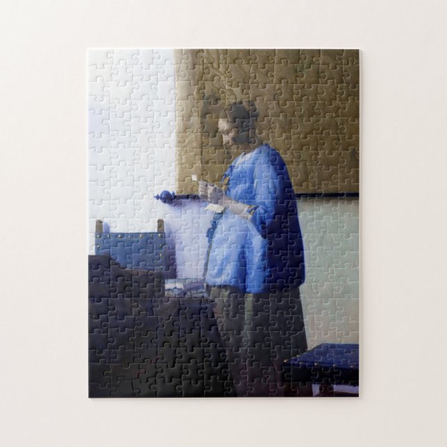 Puzzle Mujer en azul, Johannes Vermeer (Vertical)