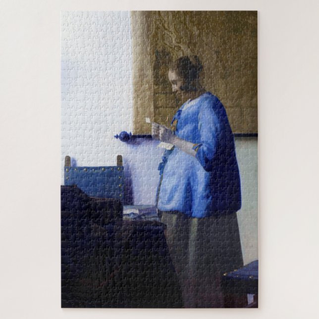 Puzzle Mujer en azul, Johannes Vermeer (Vertical)