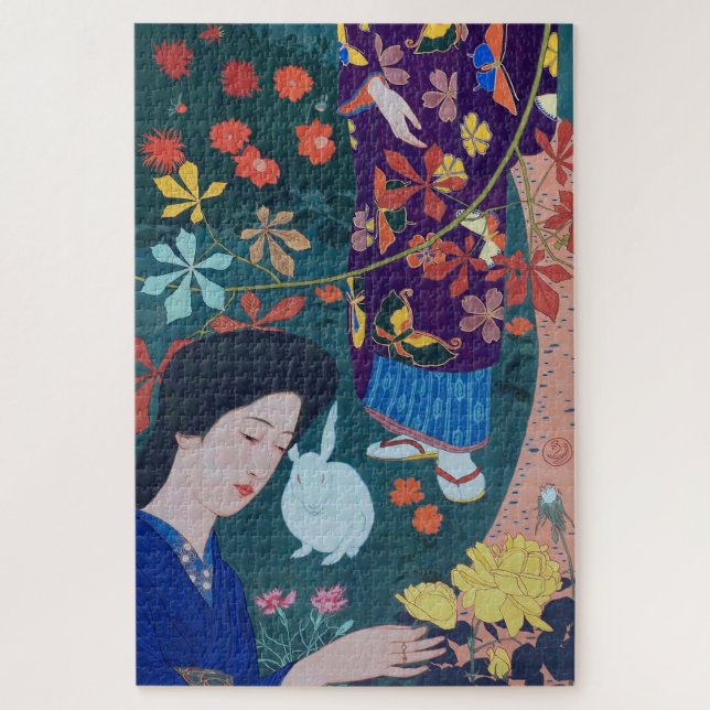 Puzzle Mujer en el Jardín de las Flores, Goyō Hashiguchi (Vertical)