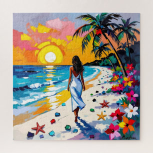 Puzzle Mujer en Escena Tropical de Playa