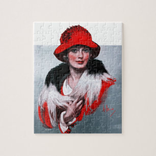Puzzle Mujer en Gorra rojo
