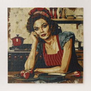 Puzzle Mujer en la cocina vintage