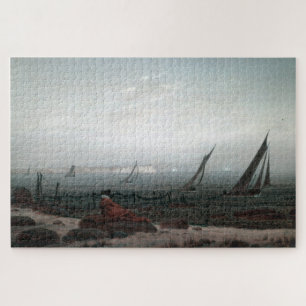 Puzzle Mujer en la playa de Rügen: Una escena serena
